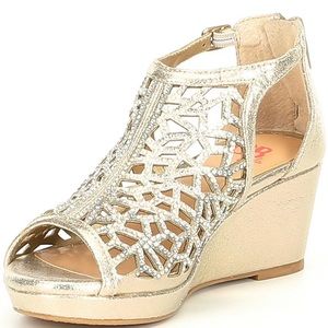 Gianni Bini Girls' Lanie-Girl Rhinestone Detail Dress Wedges Size Youth Size 3.5